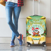 Cook Islands Christmas Luggage Cover Seashell Santa Beach Vibes - Polynesian Pride