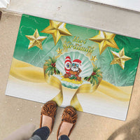 Cook Islands Christmas Rubber Doormat Seashell Santa Beach Vibes - Polynesian Pride