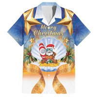Marshall Islands Christmas Family Matching Puletasi and Hawaiian Shirt Seashell Santa Beach Vibes LT05 Dad's Shirt - Short Sleeve Navy - Polynesian Pride