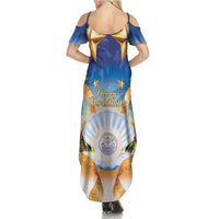 Marshall Islands Christmas Family Matching Summer Maxi Dress and Hawaiian Shirt Seashell Santa Beach Vibes - Polynesian Pride