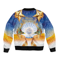 Marshall Islands Christmas Sleeve Zip Bomber Jacket Seashell Santa Beach Vibes - Polynesian Pride