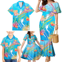 Under The Sea Scuba Diving Family Matching Mermaid Dress and Hawaiian Shirt Polynesian Pattern LT05 - Polynesian Pride