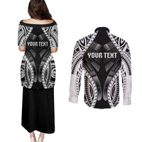 Personalised Remember Samoa Black Saturday Couples Matching Puletasi and Long Sleeve Button Shirt Samoa Mo Samoa - Polynesian Pride