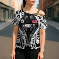 Personalised Remember Samoa Black Saturday Cross Shoulder Shirt Samoa Mo Samoa - Polynesian Pride