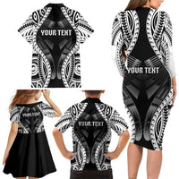 Personalised Remember Samoa Black Saturday Family Matching Long Sleeve Bodycon Dress and Hawaiian Shirt Samoa Mo Samoa - Polynesian Pride