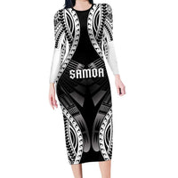 Personalised Remember Samoa Black Saturday Family Matching Long Sleeve Bodycon Dress and Hawaiian Shirt Samoa Mo Samoa - Polynesian Pride