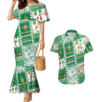 Norfolk Island Christmas Couples Matching Mermaid Dress and Hawaiian Shirt Festive Beach Vibes - Polynesian Pride