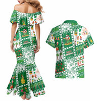 Norfolk Island Christmas Couples Matching Mermaid Dress and Hawaiian Shirt Festive Beach Vibes LT05 - Polynesian Pride