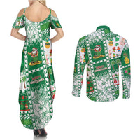 Norfolk Island Christmas Couples Matching Summer Maxi Dress and Long Sleeve Button Shirt Festive Beach Vibes LT05 - Polynesian Pride
