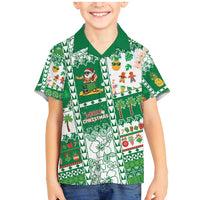 Norfolk Island Christmas Family Matching Mermaid Dress and Hawaiian Shirt Festive Beach Vibes LT05 Son's Shirt Green - Polynesian Pride