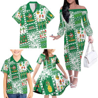 Norfolk Island Christmas Family Matching Off The Shoulder Long Sleeve Dress and Hawaiian Shirt Festive Beach Vibes LT05 - Polynesian Pride