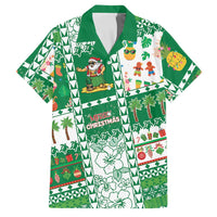 Norfolk Island Christmas Family Matching Off The Shoulder Long Sleeve Dress and Hawaiian Shirt Festive Beach Vibes LT05 Dad's Shirt - Short Sleeve Green - Polynesian Pride