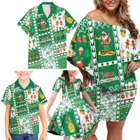 Norfolk Island Christmas Family Matching Off Shoulder Short Dress and Hawaiian Shirt Festive Beach Vibes LT05 - Polynesian Pride