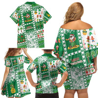 Norfolk Island Christmas Family Matching Off Shoulder Short Dress and Hawaiian Shirt Festive Beach Vibes - Polynesian Pride
