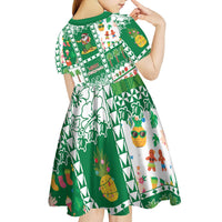 Norfolk Island Christmas Kid Short Sleeve Dress Festive Beach Vibes - Polynesian Pride
