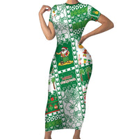 Norfolk Island Christmas Short Sleeve Bodycon Dress Festive Beach Vibes - Polynesian Pride