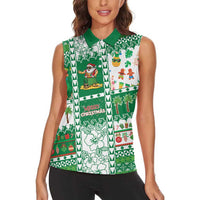 Norfolk Island Christmas Women Sleeveless Polo Shirt Festive Beach Vibes - Polynesian Pride