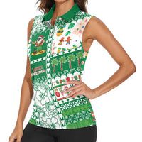 Norfolk Island Christmas Women Sleeveless Polo Shirt Festive Beach Vibes - Polynesian Pride