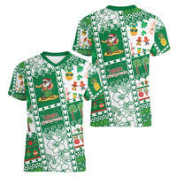 Norfolk Island Christmas Women V-Neck T-Shirt Festive Beach Vibes - Polynesian Pride