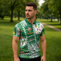 Norfolk Island Christmas Zipper Polo Shirt Festive Beach Vibes - Polynesian Pride