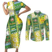 Pitcairn Islands Christmas Couples Matching Short Sleeve Bodycon Dress and Long Sleeve Button Shirt Festive Beach Vibes LT05 Colorful - Polynesian Pride