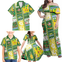 Pitcairn Islands Christmas Family Matching Off Shoulder Maxi Dress and Hawaiian Shirt Festive Beach Vibes LT05 - Polynesian Pride