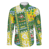 Pitcairn Islands Christmas Family Matching Off Shoulder Maxi Dress and Hawaiian Shirt Festive Beach Vibes LT05 Dad's Shirt - Long Sleeve Colorful - Polynesian Pride
