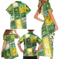 Pitcairn Islands Christmas Family Matching Short Sleeve Bodycon Dress and Hawaiian Shirt Festive Beach Vibes - Polynesian Pride