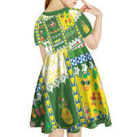 Pitcairn Islands Christmas Kid Short Sleeve Dress Festive Beach Vibes - Polynesian Pride