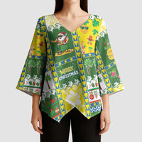 Pitcairn Islands Christmas Kimono Sleeve Blouse Festive Beach Vibes - Polynesian Pride