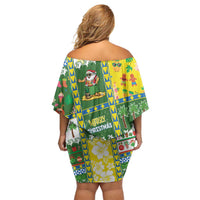 Pitcairn Islands Christmas Off Shoulder Short Dress Festive Beach Vibes - Polynesian Pride