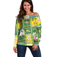 Pitcairn Islands Christmas Off Shoulder Sweater Festive Beach Vibes - Polynesian Pride