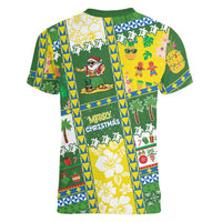 Pitcairn Islands Christmas Women V-Neck T-Shirt Festive Beach Vibes - Polynesian Pride
