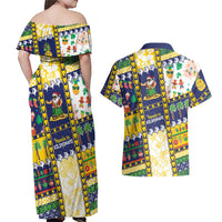 Tokelau Christmas Couples Matching Off Shoulder Maxi Dress and Hawaiian Shirt Festive Beach Vibes LT05 - Polynesian Pride