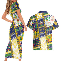 Tokelau Christmas Couples Matching Short Sleeve Bodycon Dress and Hawaiian Shirt Festive Beach Vibes LT05 - Polynesian Pride