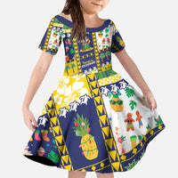 Tokelau Christmas Family Matching Off The Shoulder Long Sleeve Dress and Hawaiian Shirt Festive Beach Vibes LT05 Daughter's Dress Colorful - Polynesian Pride