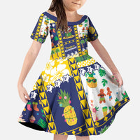 Tokelau Christmas Family Matching Puletasi and Hawaiian Shirt Festive Beach Vibes LT05 Daughter's Dress Colorful - Polynesian Pride
