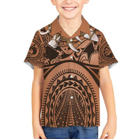 Polynesia Maui Tattoo Inspired Cosplay Costume Kid Hawaiian Shirt LT05 Kid Beige - Polynesian Pride