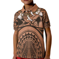 Polynesia Maui Tattoo Inspired Cosplay Costume Kid Polo Shirt LT05 Kid Beige - Polynesian Pride