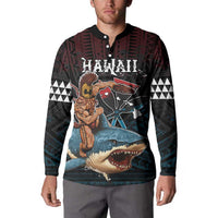 Hawaii Ikaika Button Sweatshirt Hawaiian Mythic Koa Tribal Warrior LT05 - Polynesian Pride