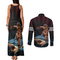 Hawaii Ikaika Couples Matching Tank Maxi Dress and Long Sleeve Button Shirt Hawaiian Mythic Koa Tribal Warrior LT05 - Polynesian Pride