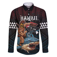 Hawaii Ikaika Family Matching Mermaid Dress and Hawaiian Shirt Hawaiian Mythic Koa Tribal Warrior LT05 Dad's Shirt - Long Sleeve Black - Polynesian Pride