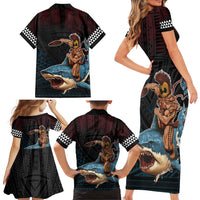 Hawaii Ikaika Family Matching Short Sleeve Bodycon Dress and Hawaiian Shirt Hawaiian Mythic Koa Tribal Warrior LT05 - Polynesian Pride