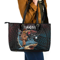 Hawaii Ikaika Leather Tote Bag Hawaiian Mythic Koa Tribal Warrior LT05 - Polynesian Pride