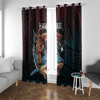 Hawaii Ikaika Window Curtain Hawaiian Mythic Koa Tribal Warrior LT05 With Grommets Black - Polynesian Pride
