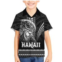 Hawaiian Ikaika Warrior Family Matching Mermaid Dress and Hawaiian Shirt Tribal Pattern LT05 Son's Shirt Black - Polynesian Pride