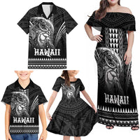 Hawaiian Ikaika Warrior Family Matching Off Shoulder Maxi Dress and Hawaiian Shirt Tribal Pattern LT05 - Polynesian Pride