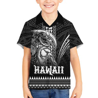 Hawaiian Ikaika Warrior Family Matching Off Shoulder Maxi Dress and Hawaiian Shirt Tribal Pattern LT05 Son's Shirt Black - Polynesian Pride