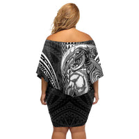 Hawaiian Ikaika Warrior Family Matching Off Shoulder Short Dress and Hawaiian Shirt Tribal Pattern LT05 - Polynesian Pride