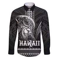 Hawaiian Ikaika Warrior Family Matching Short Sleeve Bodycon Dress and Hawaiian Shirt Tribal Pattern LT05 Dad's Shirt - Long Sleeve Black - Polynesian Pride